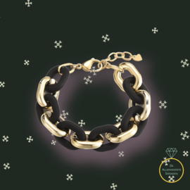 Chain Armband Zwart | Goud