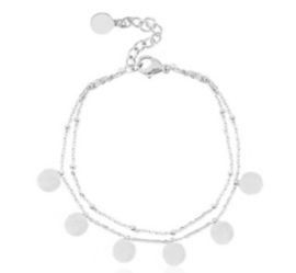 Armband met muntjes zilver (rvs)
