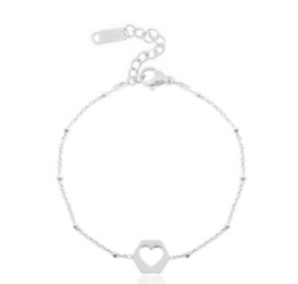 Stainless steel armbanden hart Zilver
