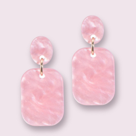 Oorbellen resin licht Rose