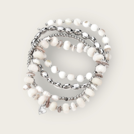 Armbandset zilver wit  4 delig