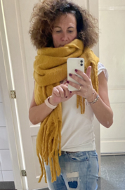 Basic Sjaal met franje Oker