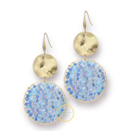 Oorbellen Blauw glaskraaltjes rond
