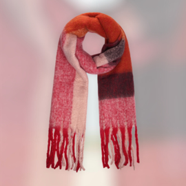 Lange sjaal geblokt Rood Multi