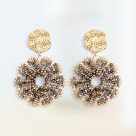 Oorbellen Bloem Taupe
