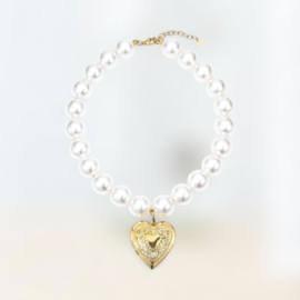 Parel kralenketting met hart