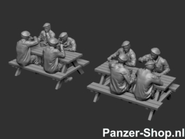 (H0) Defensie Set 1 | Eating Figurines + Benches