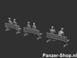 Set Of Sitting Figurines With Benches