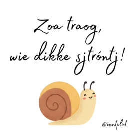 Zoa traog, wie dikke sjtróntj!