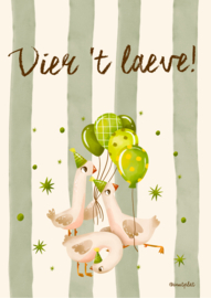 Vier 't laeve, houte poster A5