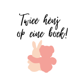Twieë hènj op eine boek!