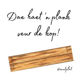 Dae haet 'n plank veur de kop!