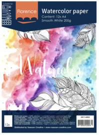 Florence Water Color Paper White 200 gram, 12 vel (2911-6003)