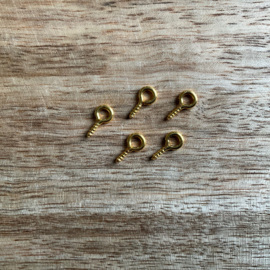 Schroefoogjes goud, 5 stuks
