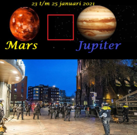 Mars vierkant Jupiter - 23 t/m 25 januari 2021