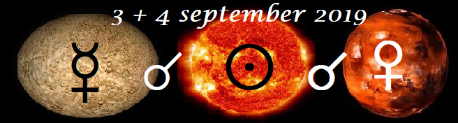 Mercurius conjunct de Zon en Mars - 3 en 4 september