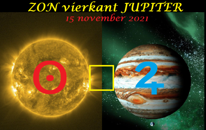 Zon vierkant Jupiter - 15 november 2021