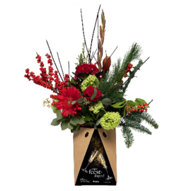 Rood Kerstboeket in bloemenbox