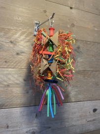 Colourful wooden shredder with chips
