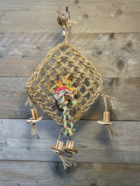 Seagrass climbing net with wooden blocks & willow balls