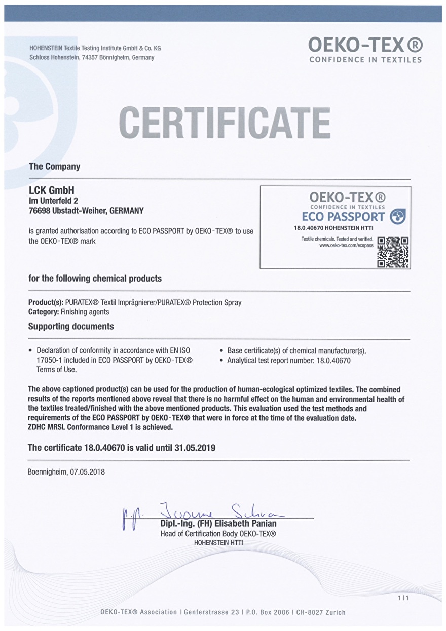 OEKO-TEX Certificate