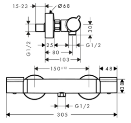 Thermostatische douchekraan