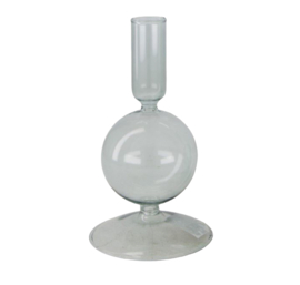 Kandelaar bol glas transparant | licht groen | S