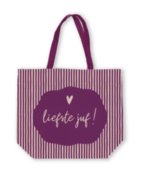 Canvas tas Liefste Juf | soft stripe