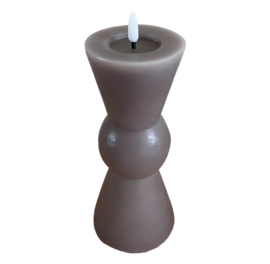 Zandloper ledkaars | Taupe | M