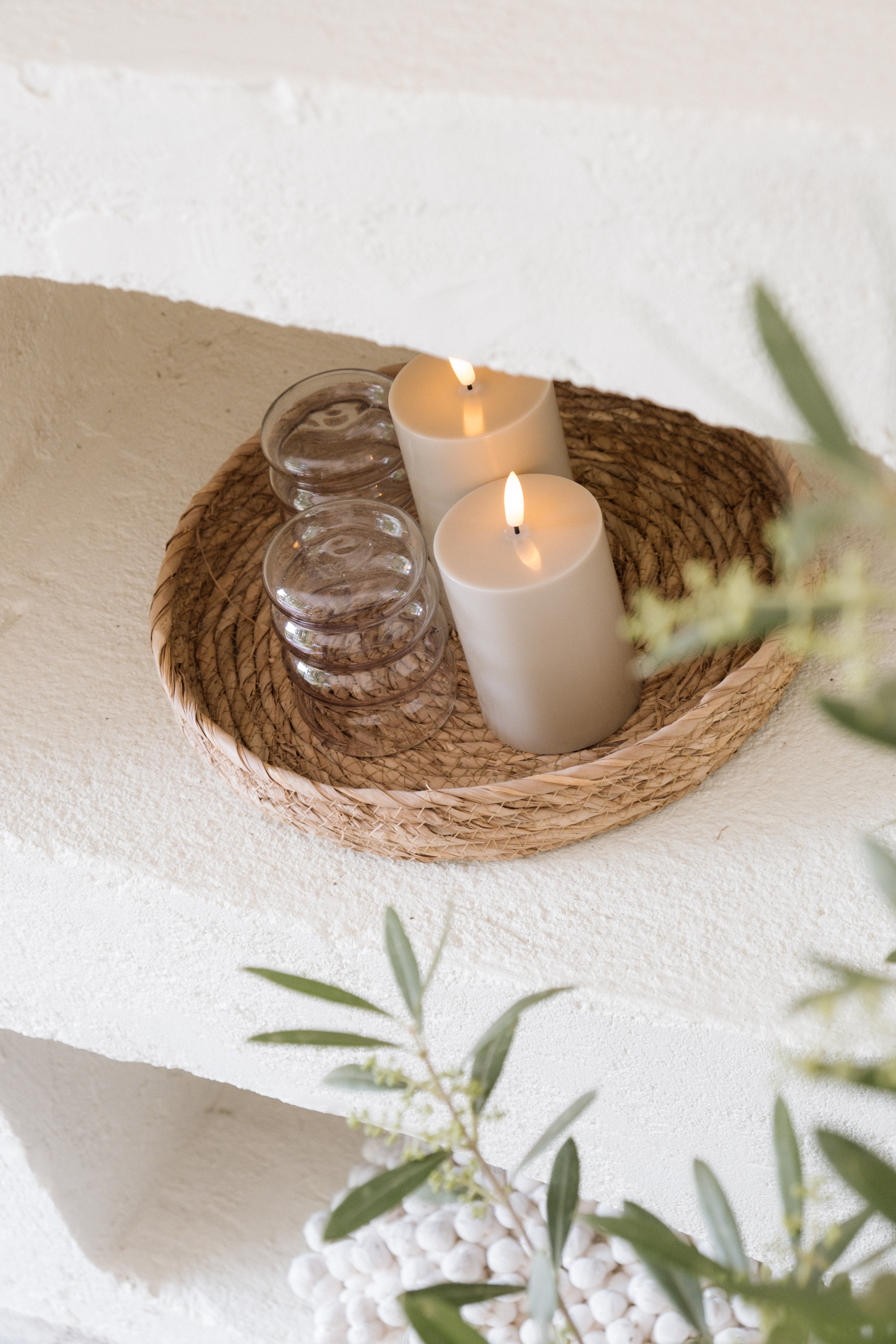Outdoor led stomp kaarsen set | Taupe