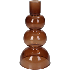 Kandelaar glas transparant | bruin | S