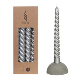Twist kaarsen | Zilver metallic