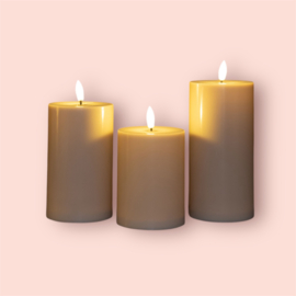 Outdoor led stomp kaarsen set | Taupe
