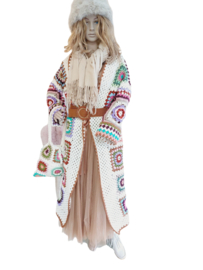 Handgehaakt uniek Boho vest, te dragen t//m maat 44/46