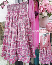 Silky Gipsy rok in oud-roze tinten, te dragen t/m maat 44/46