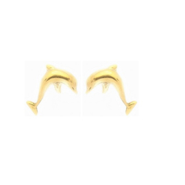 Handgemaakte oorbellen 'dolfijn' in geel goud