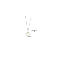 Orage zilveren ketting met hanger klaver vier met parelmoer