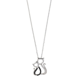 Zilveren ketting met hanger katjes