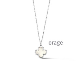 Orage zilveren ketting met hanger klaver vier met parelmoer