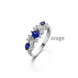 Orage zilveren ring met blauwe cubic zirconia