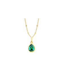 Lotus Silver zilveren ketting met hanger met groene cubic zirconia, geel verguld