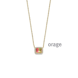 Orage plaqué gouden ketting met hanger toermalijnkleurige cubic zirconia