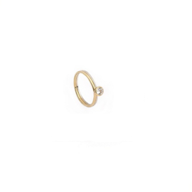 Handgemaakte ring in bicolor goud met diamant
