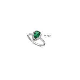 Orage zilveren ring met donkergroene cubic zirconia