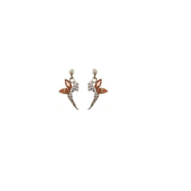 Zilveren oorbelletjes elfje met oranje cubic zirconia