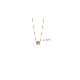 Orage plaqué gouden ketting met hanger toermalijnkleurige cubic zirconia