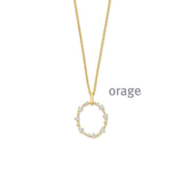 Orage plaqué gouden ketting met ovalen hanger met cubic zirconia