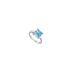 New Bling zilveren ring met aquablauwe cubic zirconia