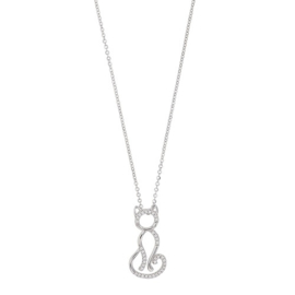 Zilveren ketting met hanger katje