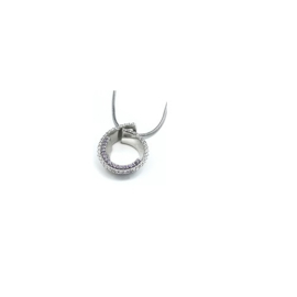 Zilveren ketting met hanger met lila cubic zirconia